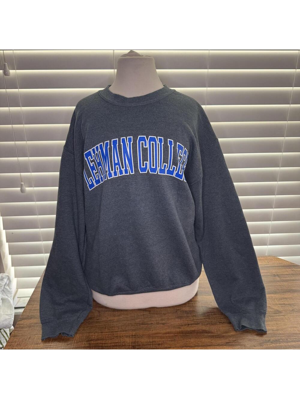 Vintage Lehman College Gray Crewneck Sweatshirt Medium